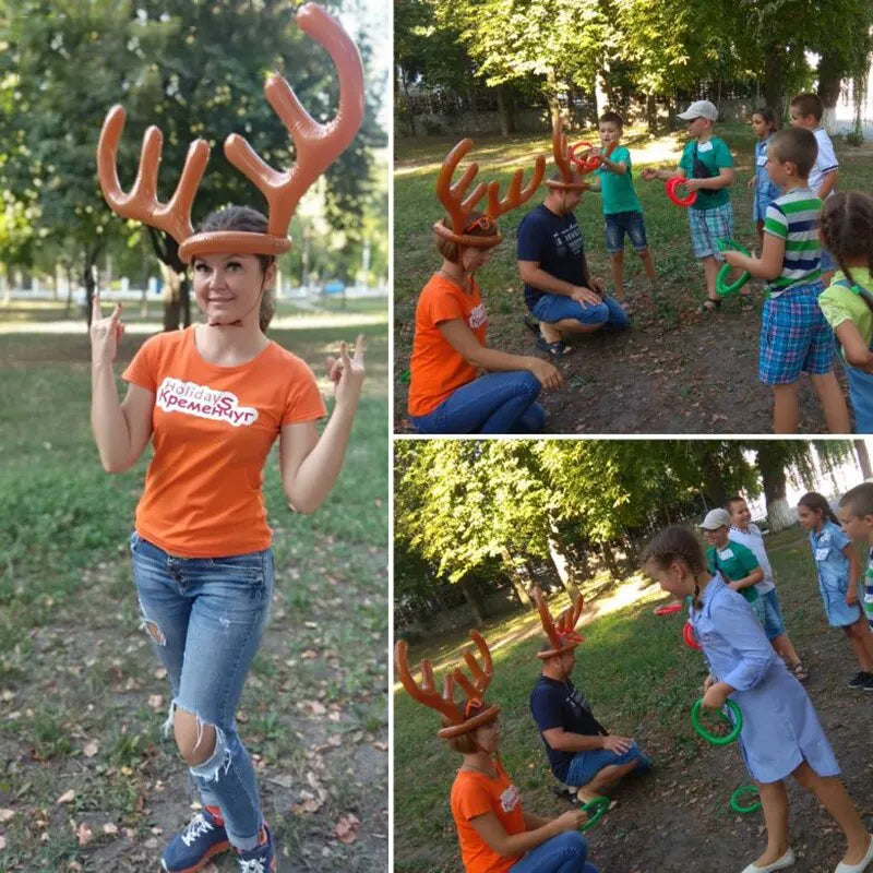 Inflatable Reindeer Hat Ring Toss Game